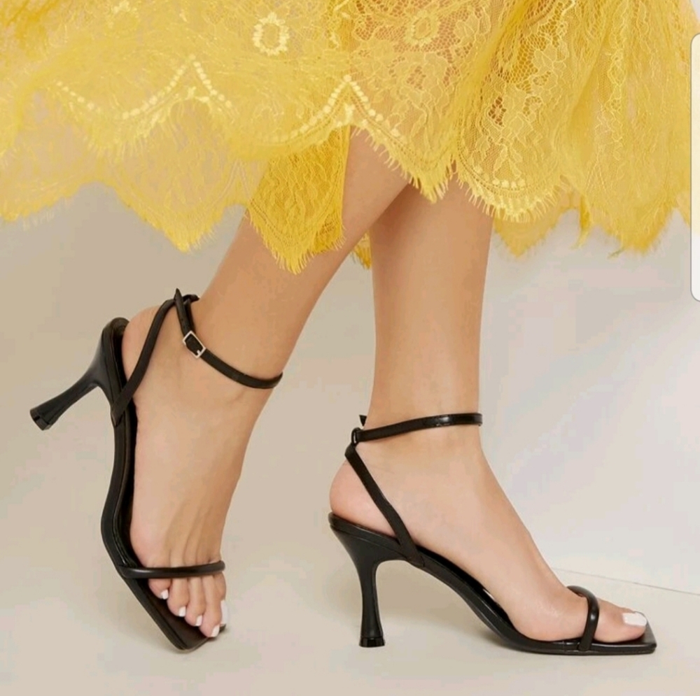 Black Square Toe Heels